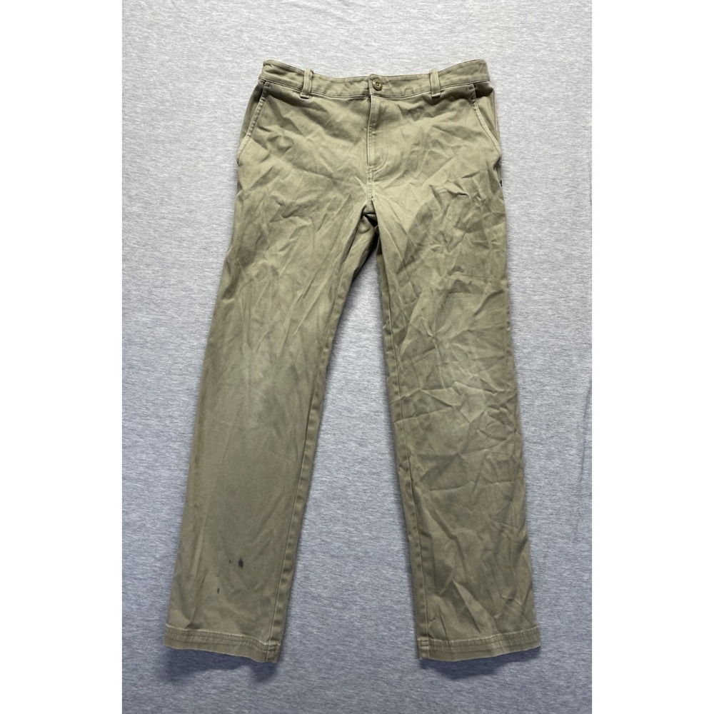 Under Armour Chino Pants Boys XL Khaki Cotton Logo Loose Fit Straight Leg Casual